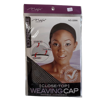 Weaving Cap - Close Top - Invisible - Expandable - Elastic band - Zwart