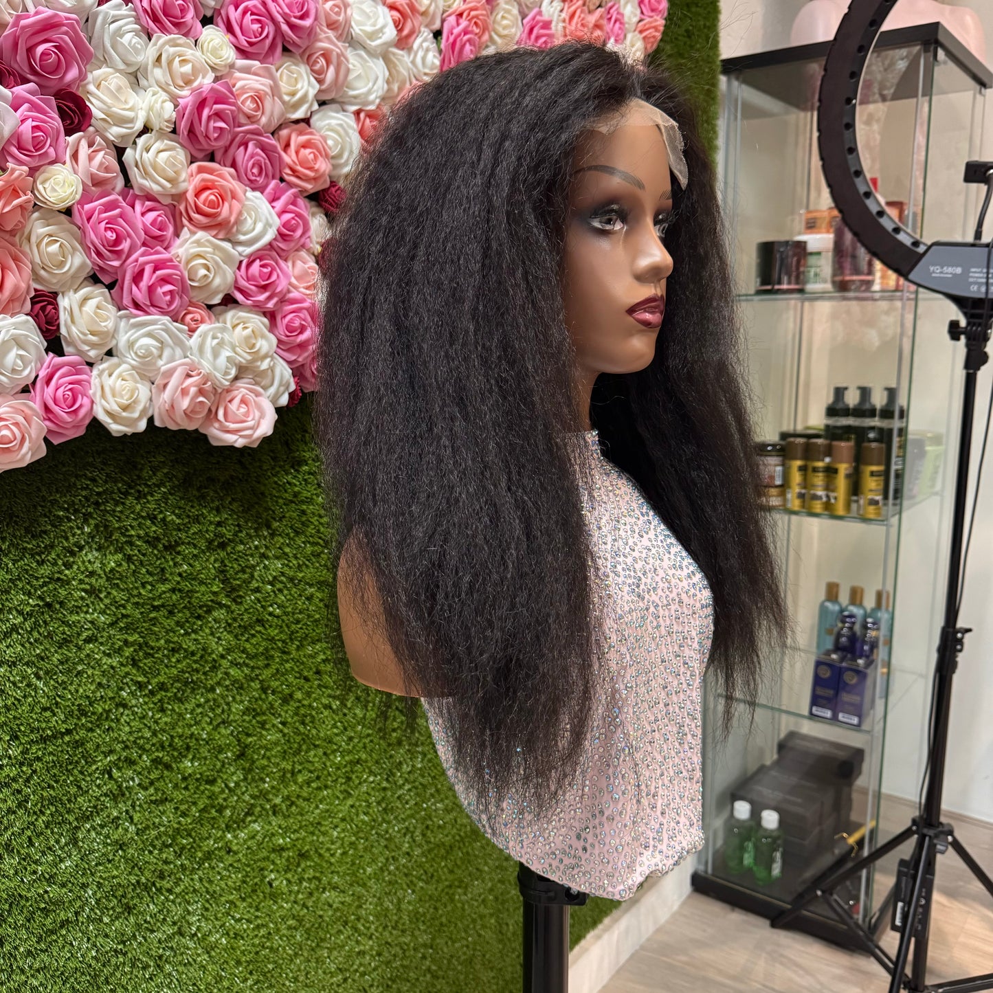 Kinky straight 5.5 closure, natural colour 1b, 16 inch