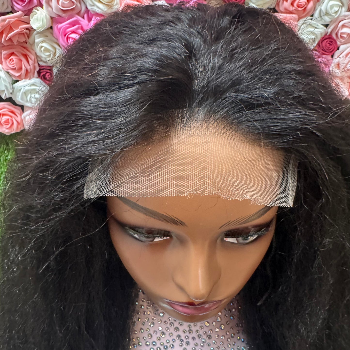 Kinky straight 5.5 closure, natural colour 1b, 16 inch